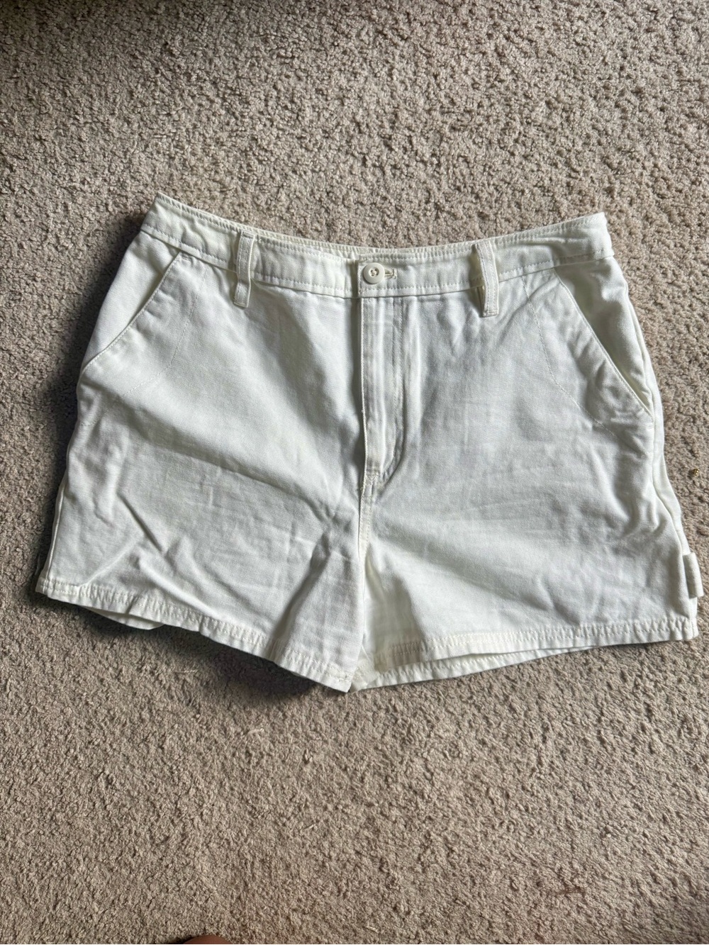 Vans Cream/White Jean Shorts with Back Patch Pocket - Picture 2 of 5